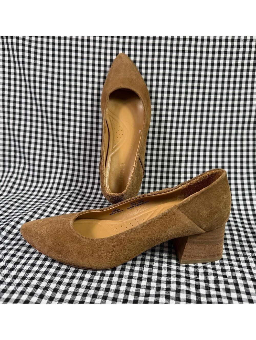 Nisolo Fiorela Go-To Mid Heel Pumps Womens 6 Caramel Suede Leather Pointed Toe